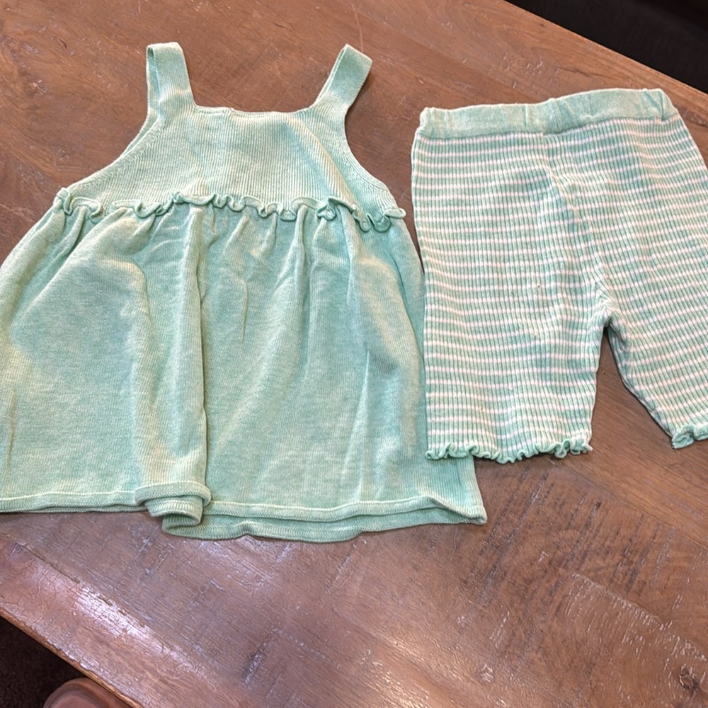 Zara Baby Green Dress and Striped Pants Set - Picture 4 of 4